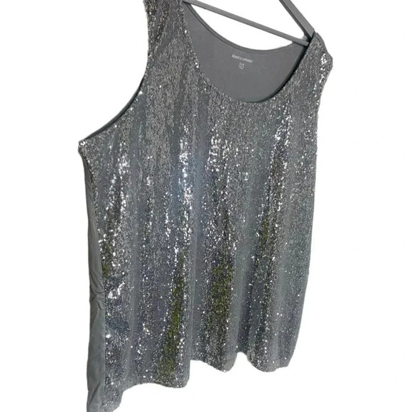 Jessica‎ London 26/28 silver glitter front gray back tank NEW - Picture 2 of 7